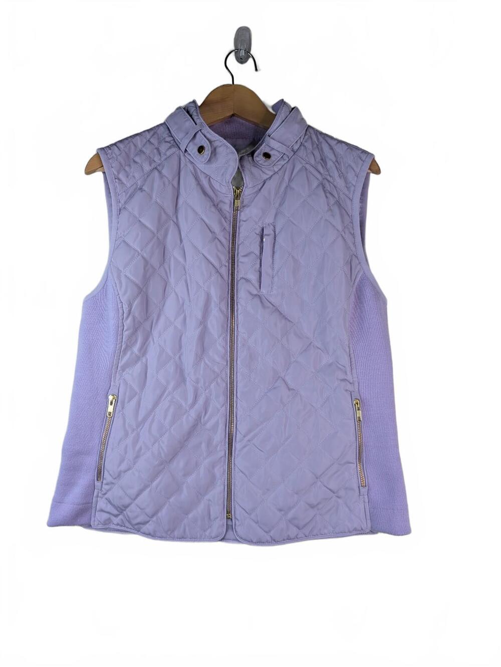 Tyler Boe Lavender Quilted Vest with Ribbed Knit Side Panels, Size L